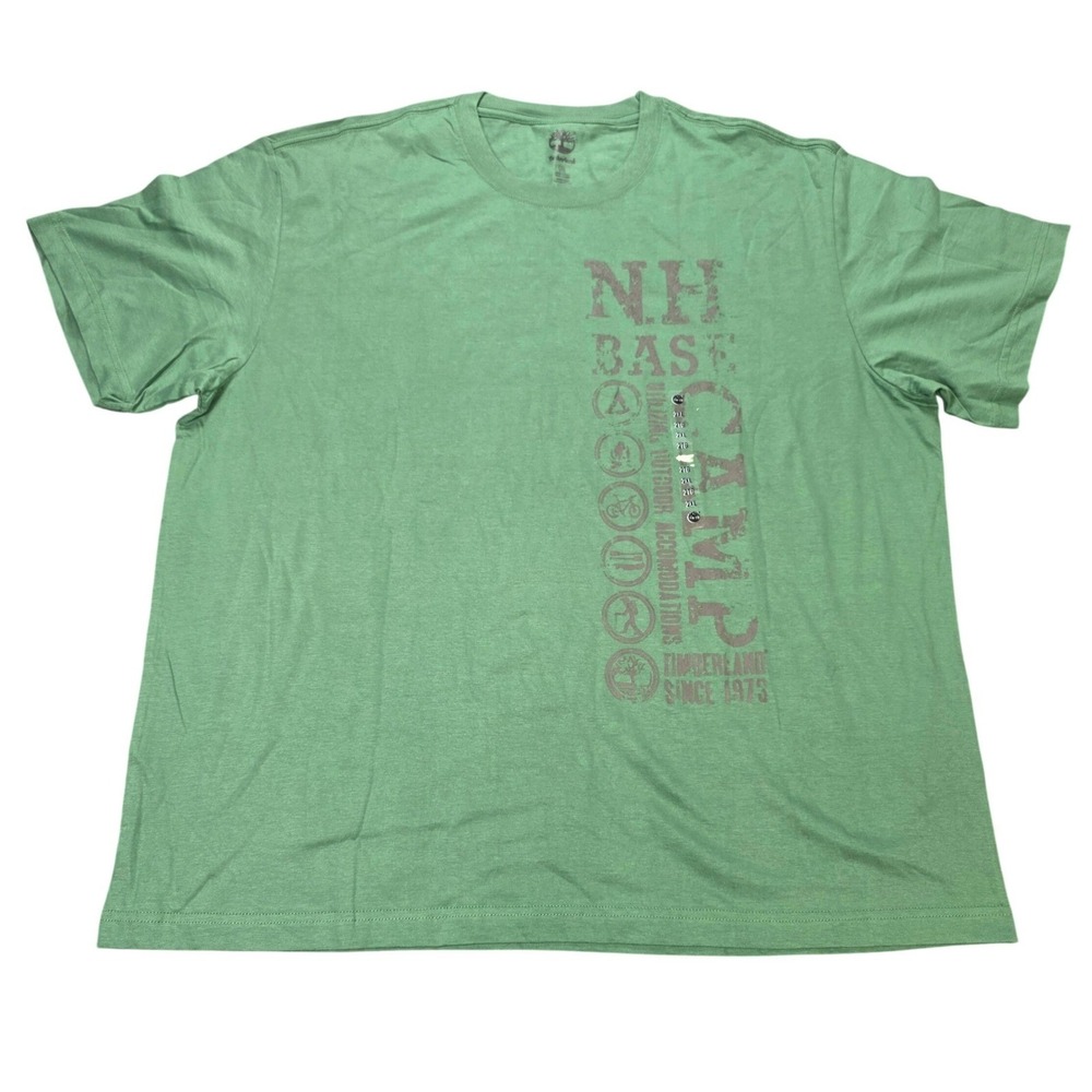 Timberland T-Shirt Men's Size 2XL Green NH Base Camp Short Sleeve Cotton NEW